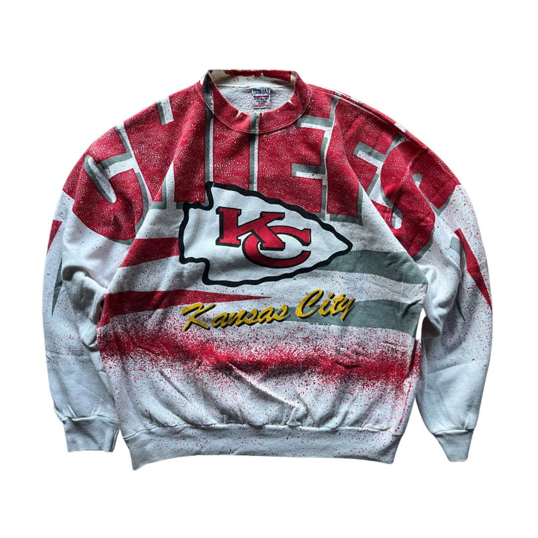WESTSIDE STOREY VINTAGE | VINTAGE 90S AOP KC CHIEFS SWEATSHIRT - Westside Storey