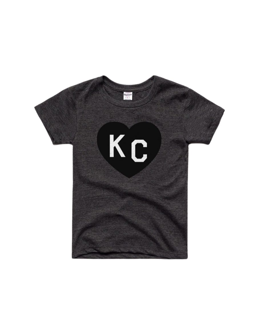 CHARLIE HUSTLE | KIDS KC HEART T-SHIRT- VINTAGE BLACK - Westside Storey