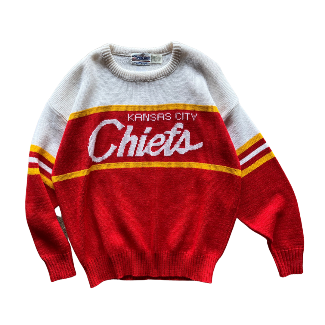 WESTSIDE STOREY VINTAGE | VINTAGE 80S CLIFF ENGLE KC CHIEFS KNIT SWEATER - Westside Storey