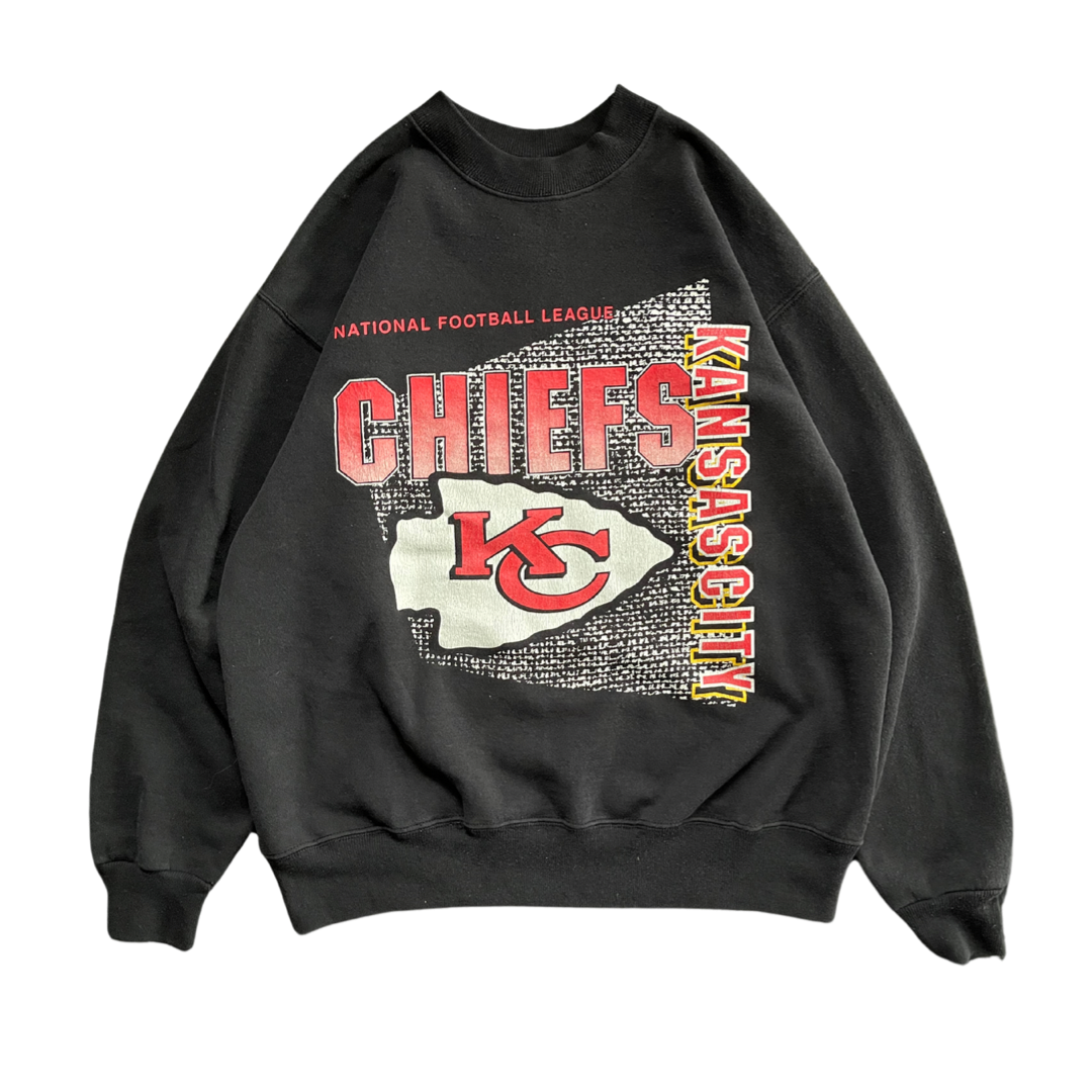 WESTSIDE STOREY VINTAGE | VINTAGE 80S/90S KC CHIEFS NFL RETRO SWEATSHIRT- BLACK - Westside Storey