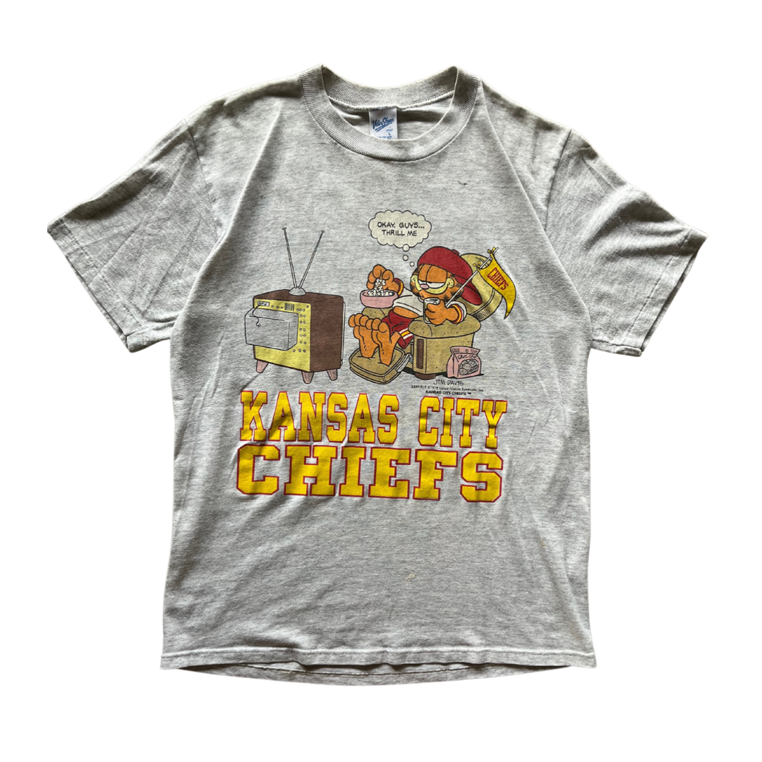 WESTSIDE STOREY VINTAGE | VINTAGE 90S RARE GARFIELD THRILL ME KC CHIEFS T-SHIRT - Westside Storey