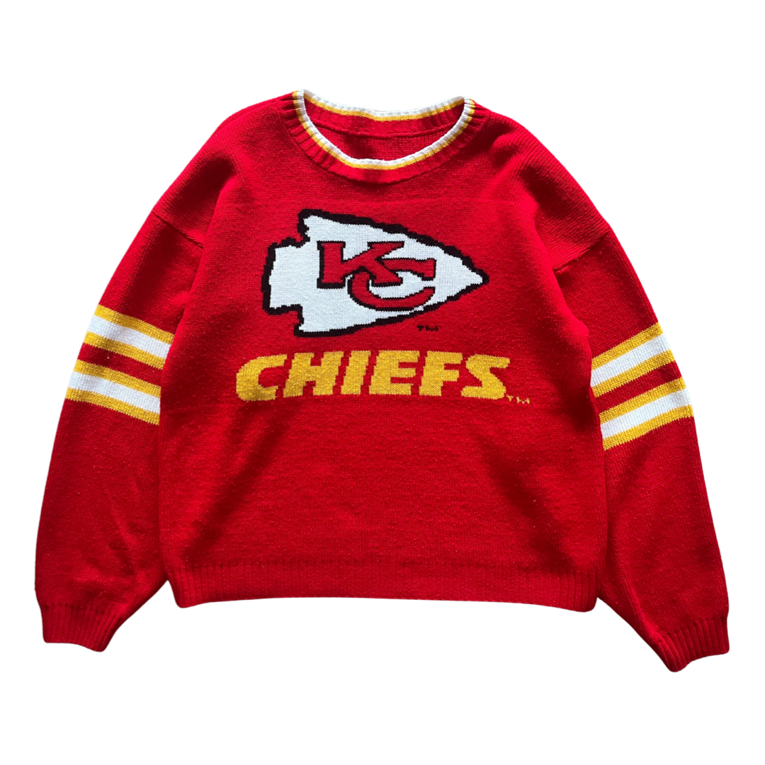 WESTSIDE STOREY VINTAGE | VINTAGE 90S KC CHIEFS KNIT SWEATER- RED - Westside Storey