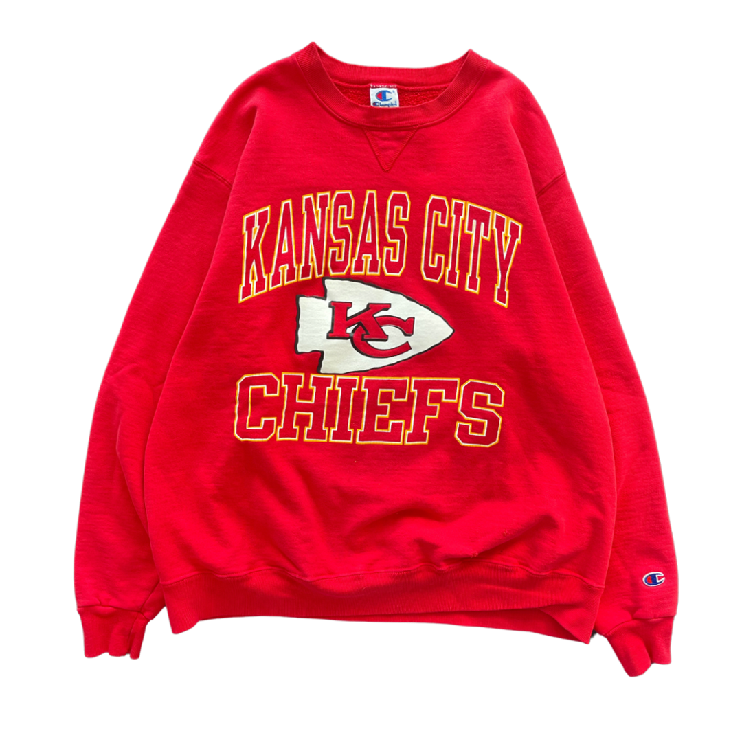 WESTSIDE STOREY VINTAGE | VINTAGE 90S CHAMPION KC CHIEFS SWEATSHIRT - RED - Westside Storey