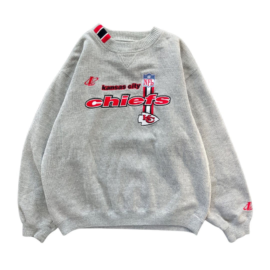 WESTSIDE STOREY VINTAGE | VINTAGE 90S LOGO ATHLETIC PROLINE RIBBED KC CHIEFS SWEATSHIRT - GREY - Westside Storey