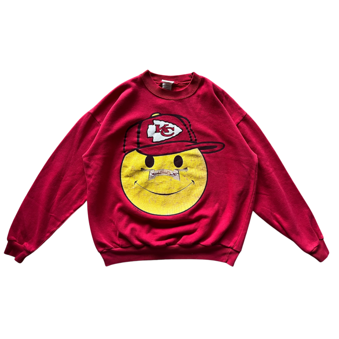 WESTSIDE STOREY VINTAGE | VINTAGE 90S SMILEY FACE CHIEFS SWEATSHIRT - Westside Storey