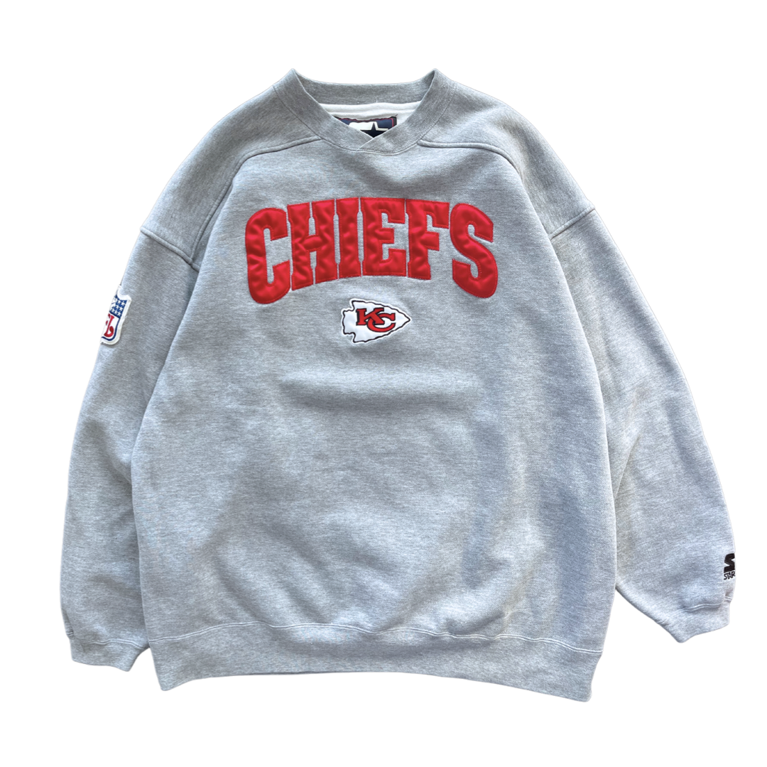 WESTSIDE STOREY VINTAGE | VINTAGE 90S STARTER STITCHED KC CHIEFS SWEATSHIRT - GREY - Westside Storey