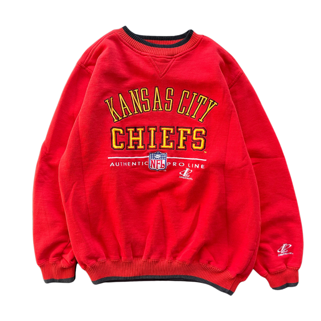 WESTSIDE STOREY VINTAGE | VINTAGE 90S PROLINE EMBROIDERED KC CHIEFS SWEATSHIRT - RED - Westside Storey