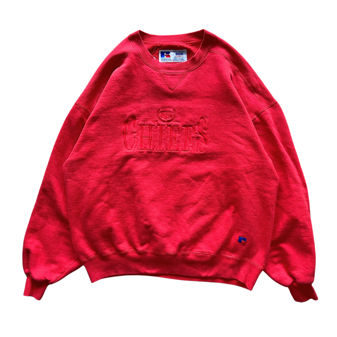 WESTSIDE STOREY VINTAGE | VINTAGE 90S RUSSELL EMBROIDERED KC CHIEFS SWEATSHIRT - RED - Westside Storey