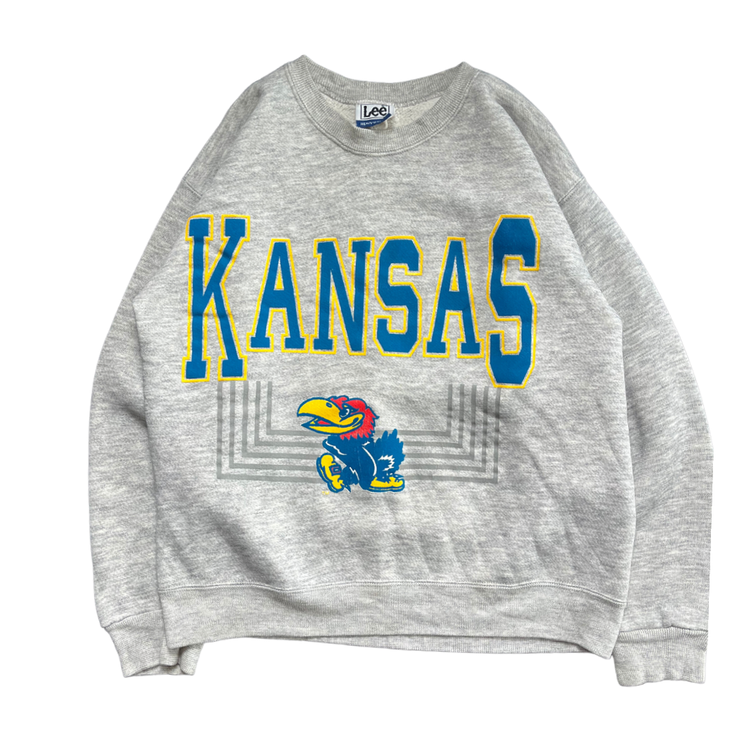 WESTSIDE STOREY VINTAGE | VINTAGE 90S KU JAYHAWKS TRIBLEND HEAVY GREY SWEATSHIRT - Westside Storey