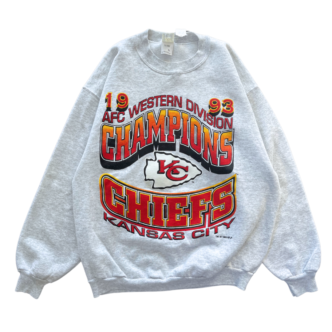 WESTSIDE STOREY VINTAGE | VINTAGE 1993 WESTERN CHAMPS KC CHIEFS SWEATSHIRT - GREY - Westside Storey