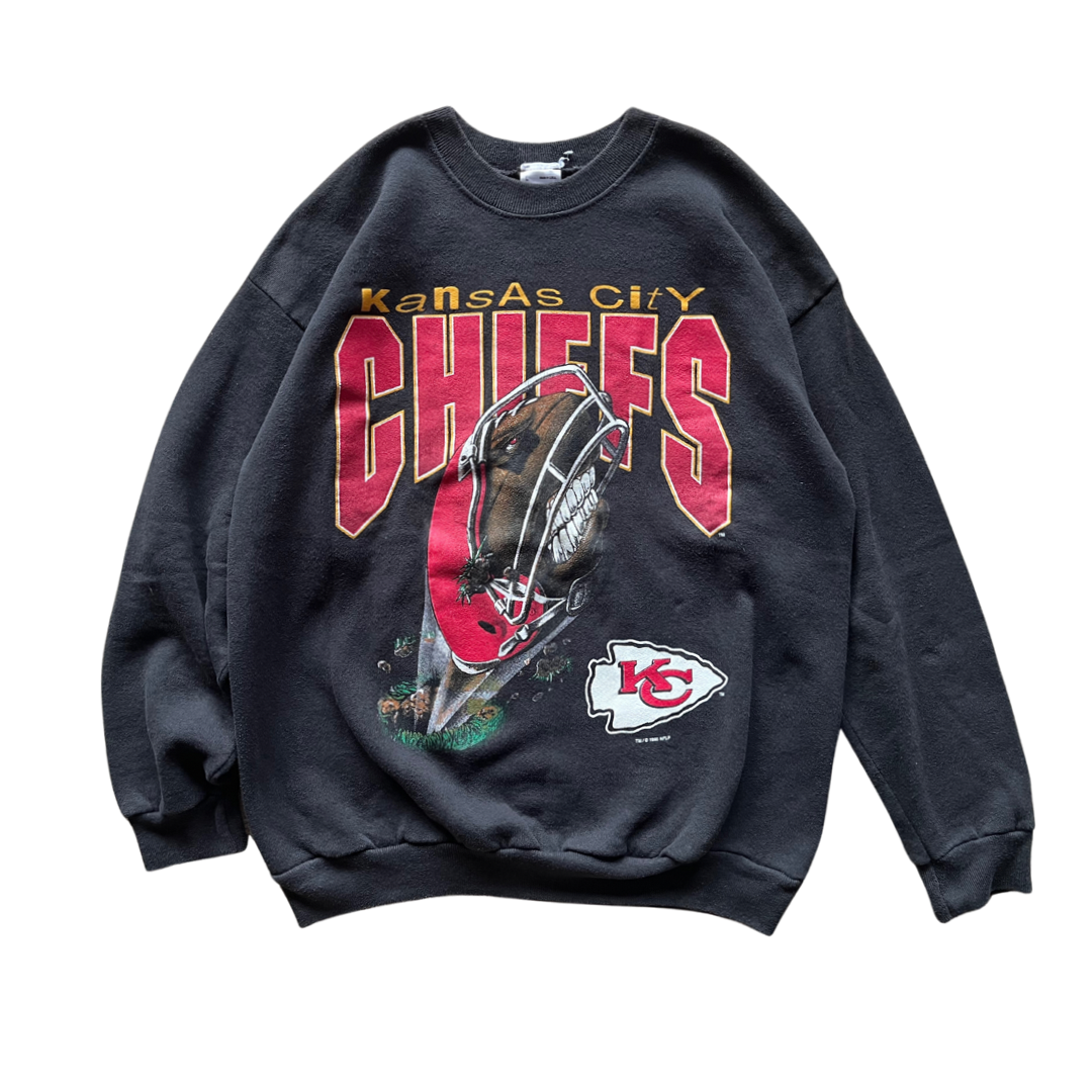 WESTSIDE STOREY VINTAGE | VINTAGE 1995 ANGRY FOOTBALL KC CHIEFS SWEATSHIRT - Westside Storey