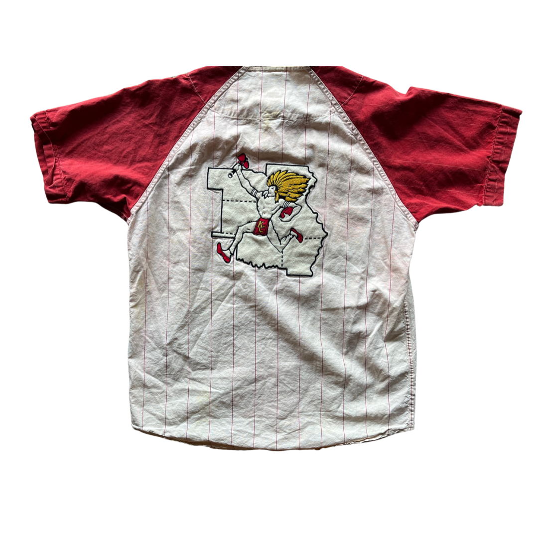 WESTSIDE STOREY VINTAGE | VINTAGE 90S STITCHED MIRAGE KC CHIEFS BASEBALL JERSEY- AS IS - Westside Storey