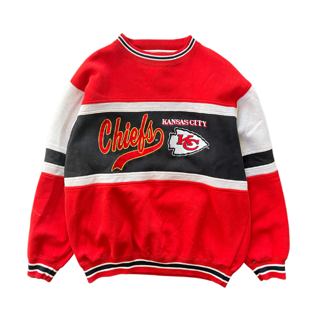 WESTSIDE STOREY VINTAGE | VINTAGE 90S LOGO 7 COLORBLOCK KC CHIEFS SWEATSHIRT - RED - Westside Storey