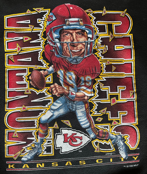 WESTSIDE STOREY VINTAGE  VINTAGE 1993 JOE MONTANA CHIEFS CARICATURE T -  Westside Storey