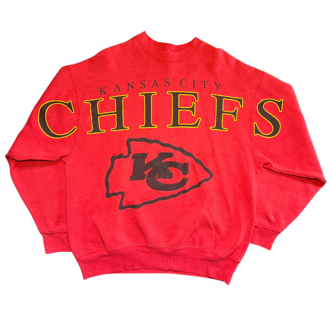 WESTSIDE STOREY VINTAGE | VINTAGE 90S LARGE SPELLOUT KC CHIEFS SWEATSHIRT- RED - Westside Storey