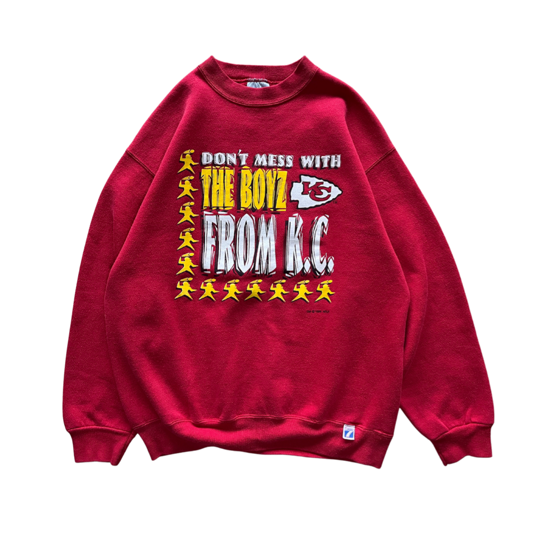 WESTSIDE STOREY VINTAGE | VINTAGE 90S DONT MESS WITH THE BOYZ KC CHIEFS SWEATSHIRT - RED - Westside Storey