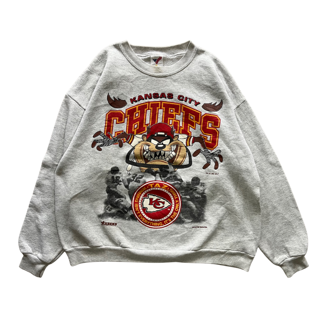 WESTSIDE STOREY VINTAGE | VINTAGE 1993 TAZ WINNING IS ONLY THING KC CHIEFS SWEATSHIRT - GREY - Westside Storey