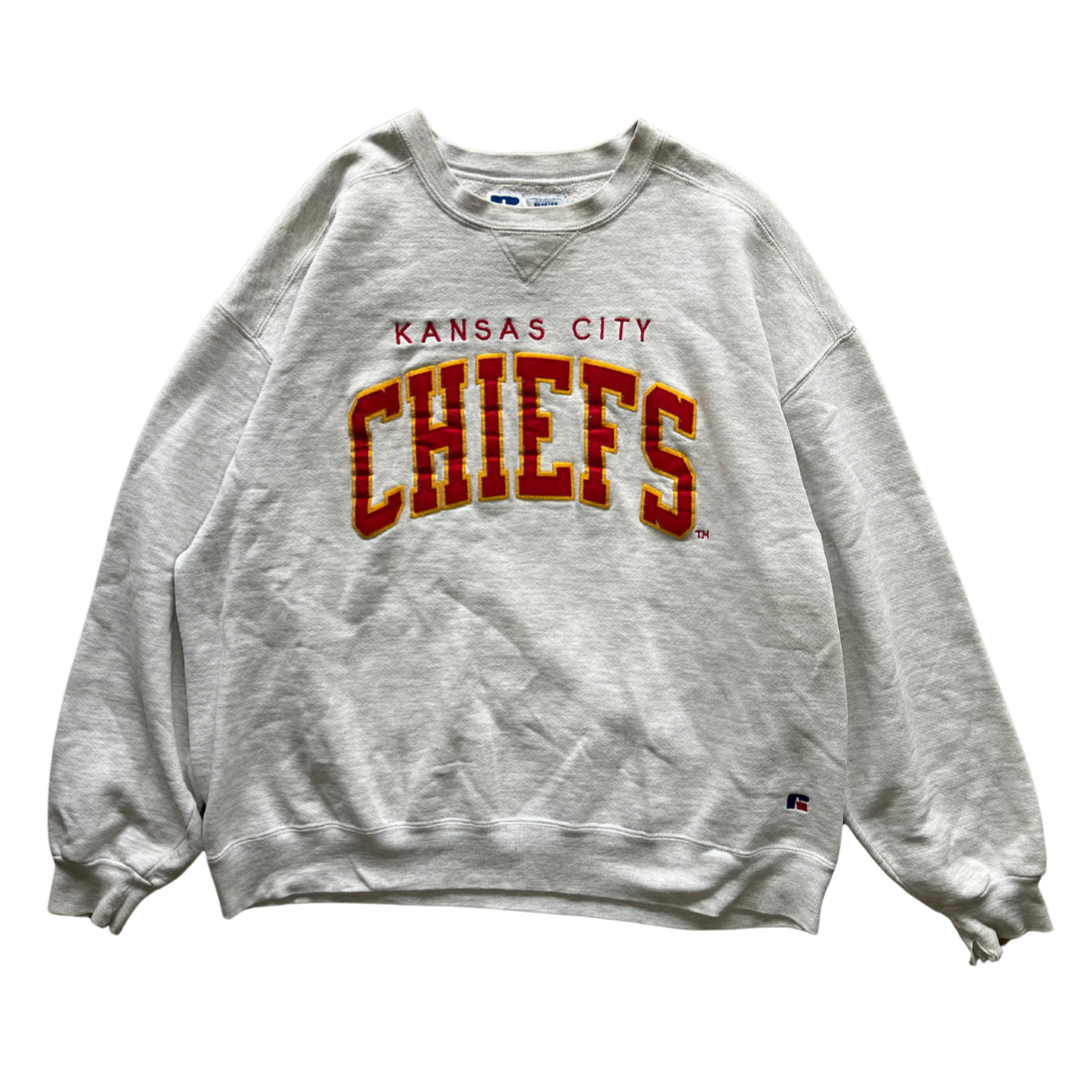 WESTSIDE STOREY VINTAGE | VINTAGE 90S RUSSELL STITCHED KC CHIEFS SWEATSHIRT - GREY - Westside Storey