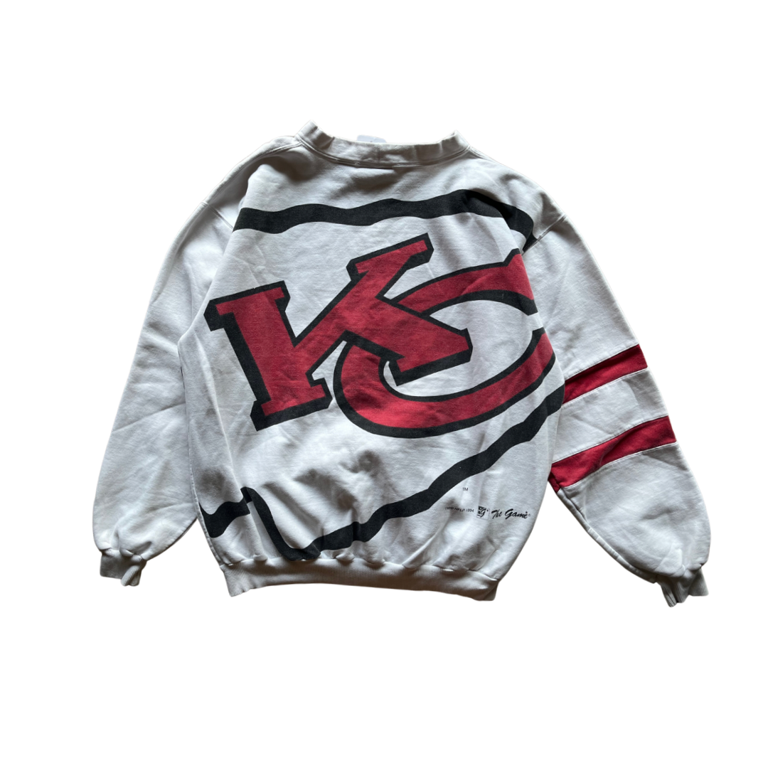 WESTSIDE STOREY VINTAGE | VINTAGE 90S THE GAME FRONT & BACK HUGE GRAPHIC KC CHIEFS SWEATSHIRT - Westside Storey