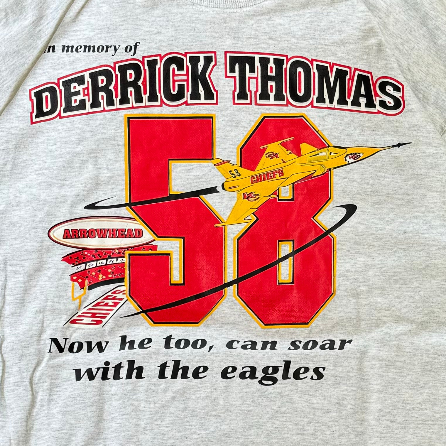 WESTSIDE STOREY VINTAGE | VINTAGE 90'S DERRICK THOMAS MEMORIAL CHIEFS T-SHIRT - GRAY - Westside Storey