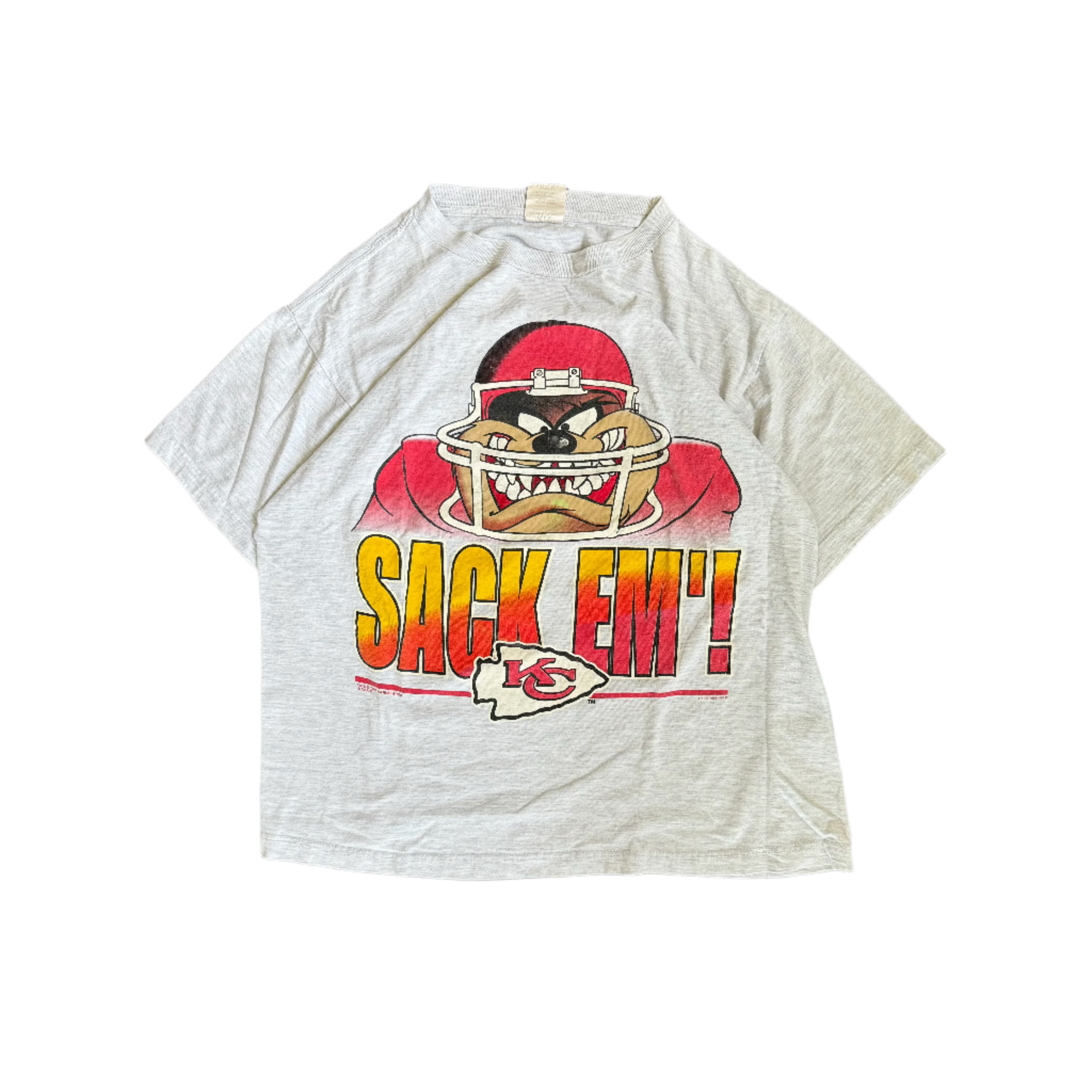 WESTSIDE STOREY VINTAGE | VINTAGE 1996 TAZ KC CHIEFS SACK EM T-SHIRT - GRAY - Westside Storey