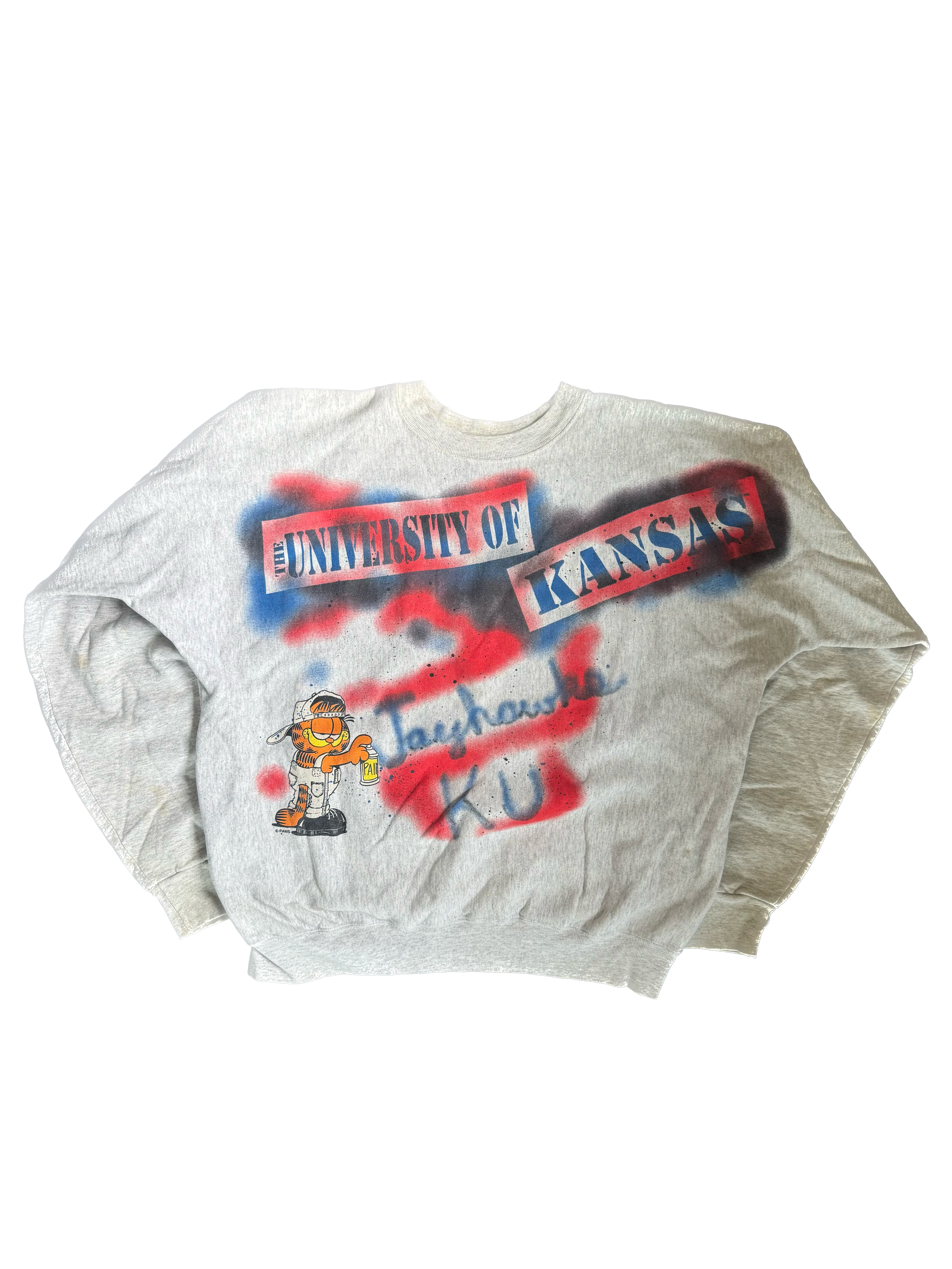 WESTSIDE STOREY VINTAGE | VINTAGE 90'S GARFIELD KU GRAFFITI SWEATSHIRT - GRAY Westside Storey