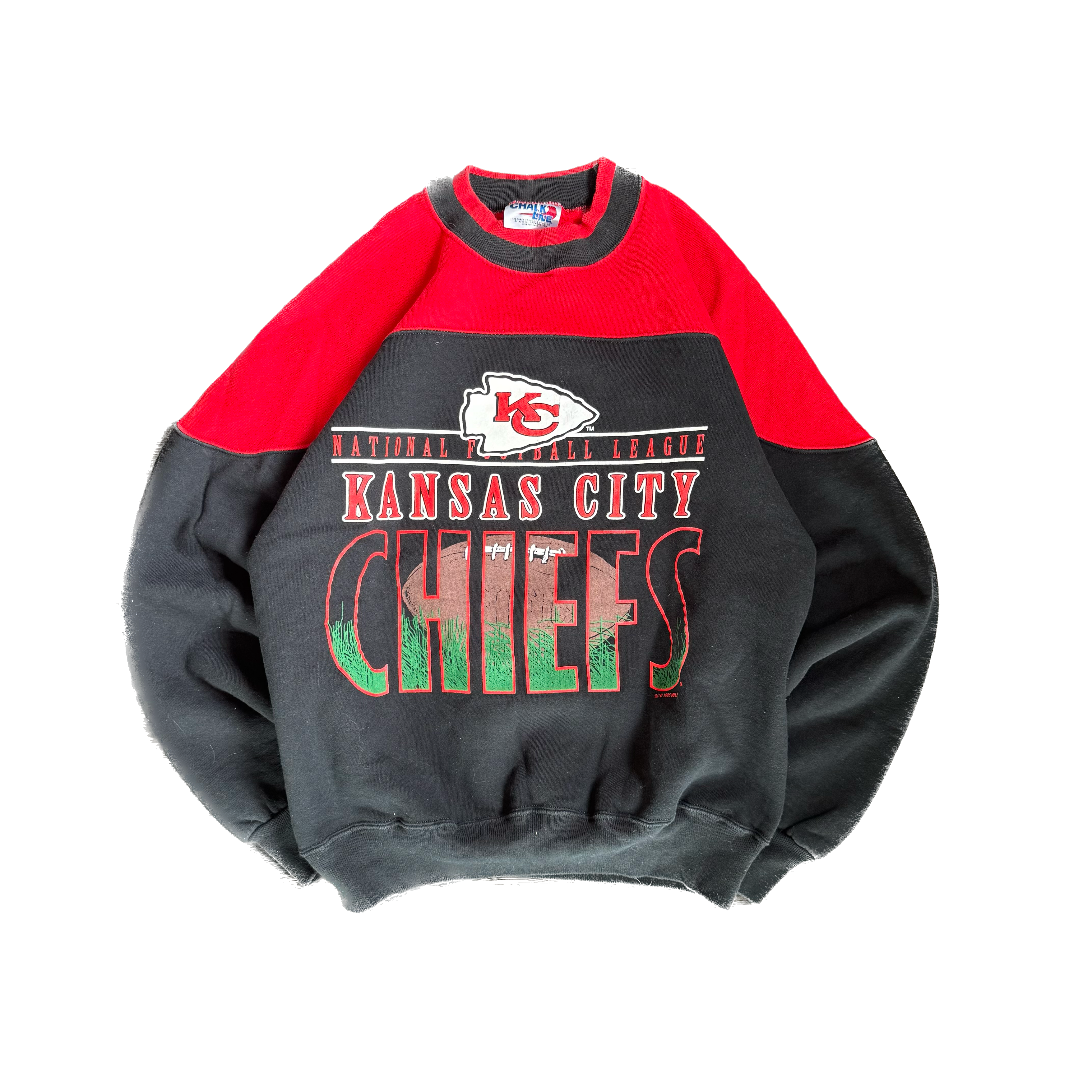 WESTSIDE STOREY VINTAGE | VINTAGE 90'S KC CHIEFS CHALK LINE COLOR BLOCK SWEATSHIRT - BLACK Westside Storey