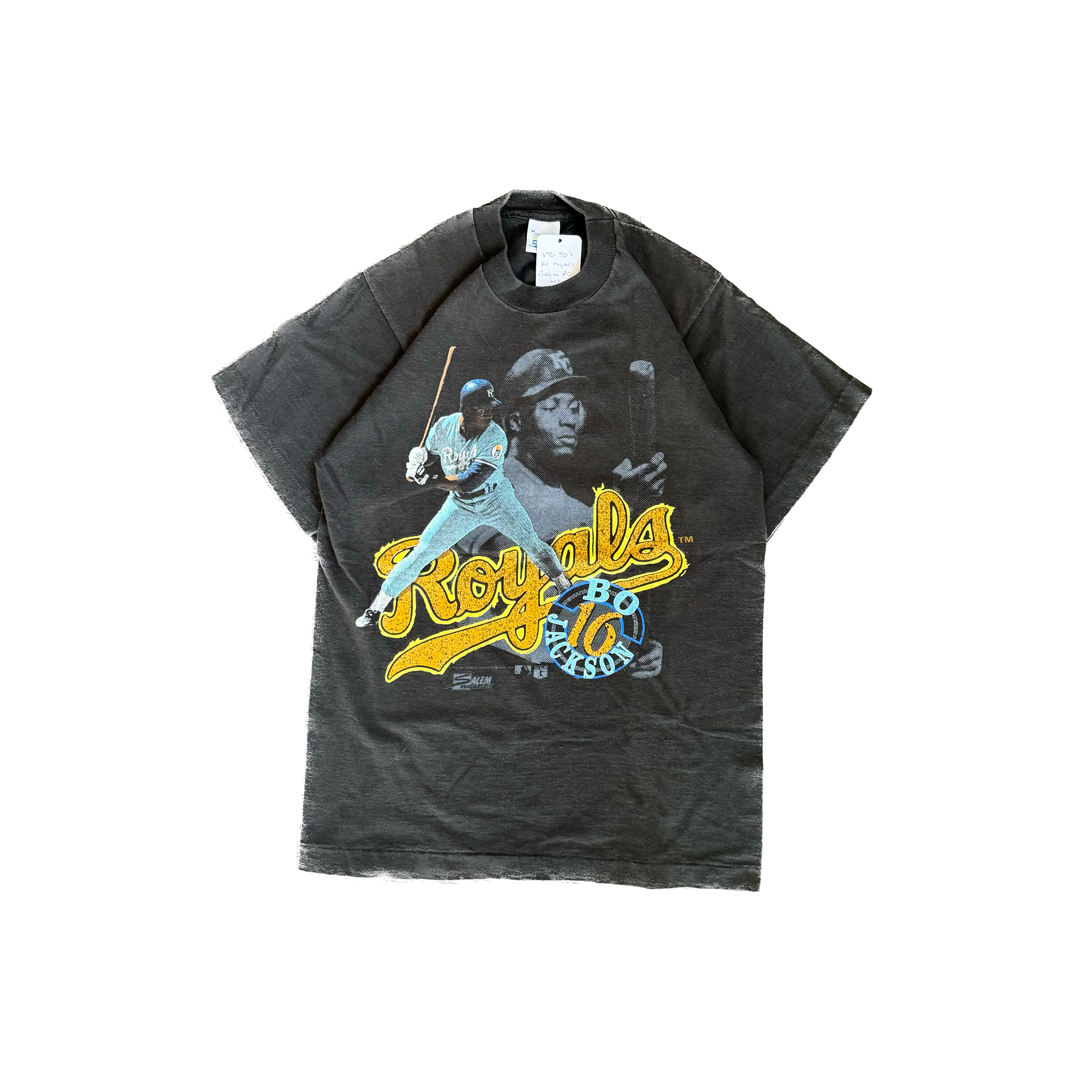 WESTSIDE STOREY VINTAGE | VINTAGE 80'S KC ROYALS SALEM BO JACKSON T-SHIRT - BLACK - Westside Storey