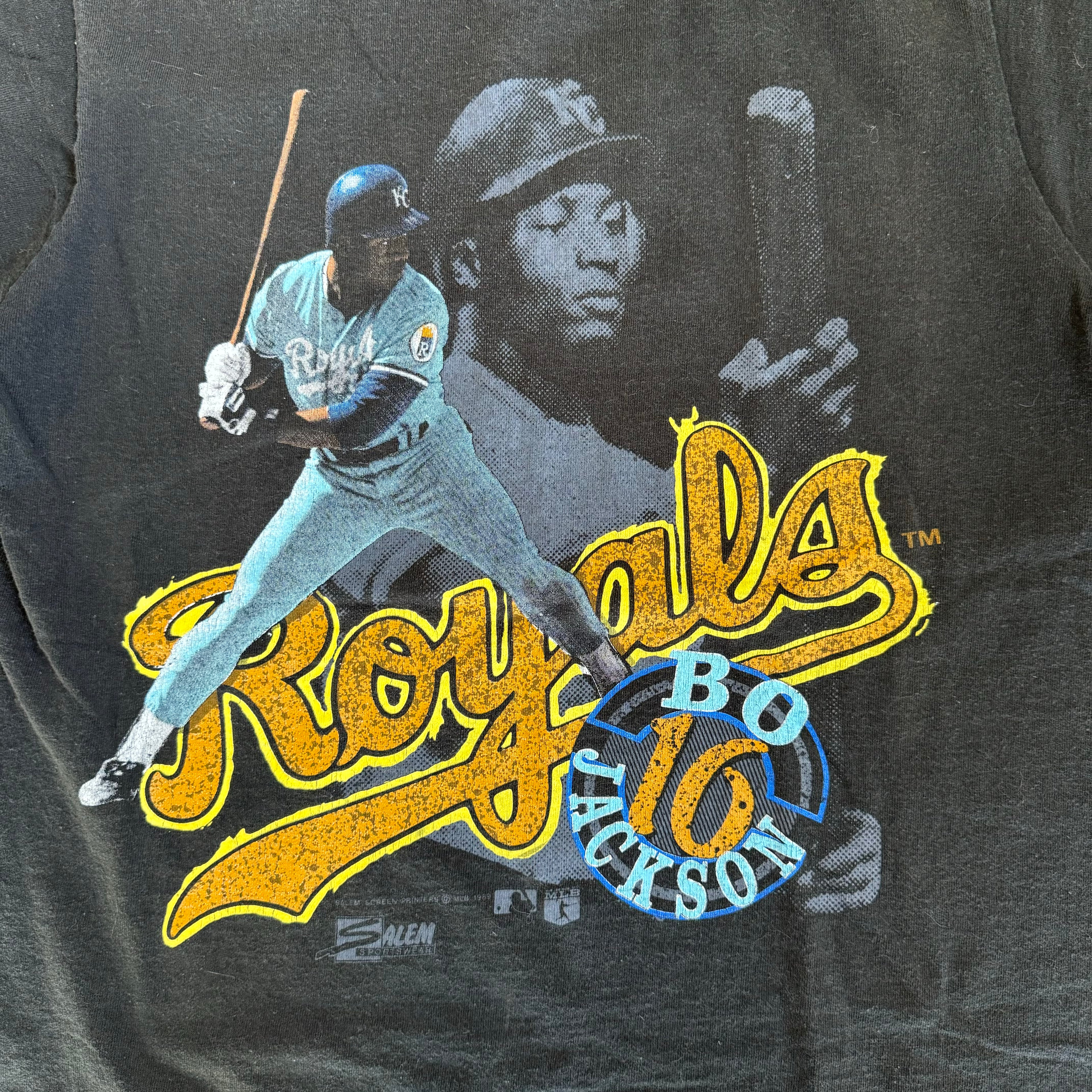 WESTSIDE STOREY VINTAGE | VINTAGE 80'S KC ROYALS SALEM BO JACKSON T-SHIRT - BLACK - Westside Storey