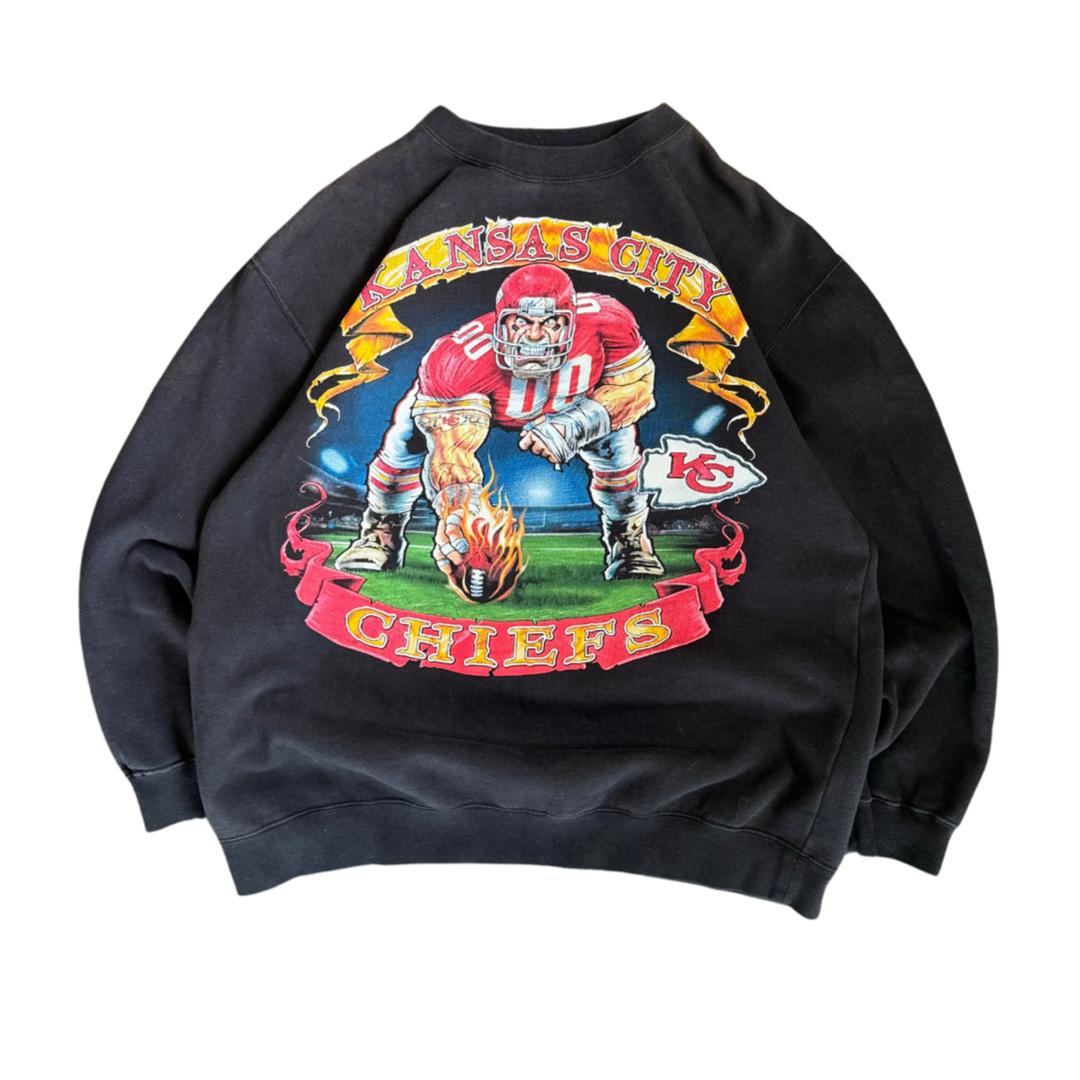 WESTSIDE STOREY VINTAGE | VINTAGE 90'S KC LINEMAN SWEATSHIRT - BLACK - Westside Storey