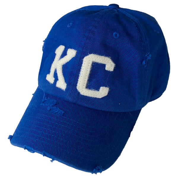 Distressed Embroidered Royal Blue KC Hat- FINAL SALE – Love Letters