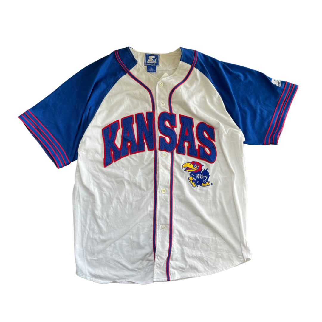 WESTSIDE STOREY VINTAGE | VINTAGE 90S KU JAYHAWKS STARTER BASEBALL JERSEY VERY RARE - Westside Storey