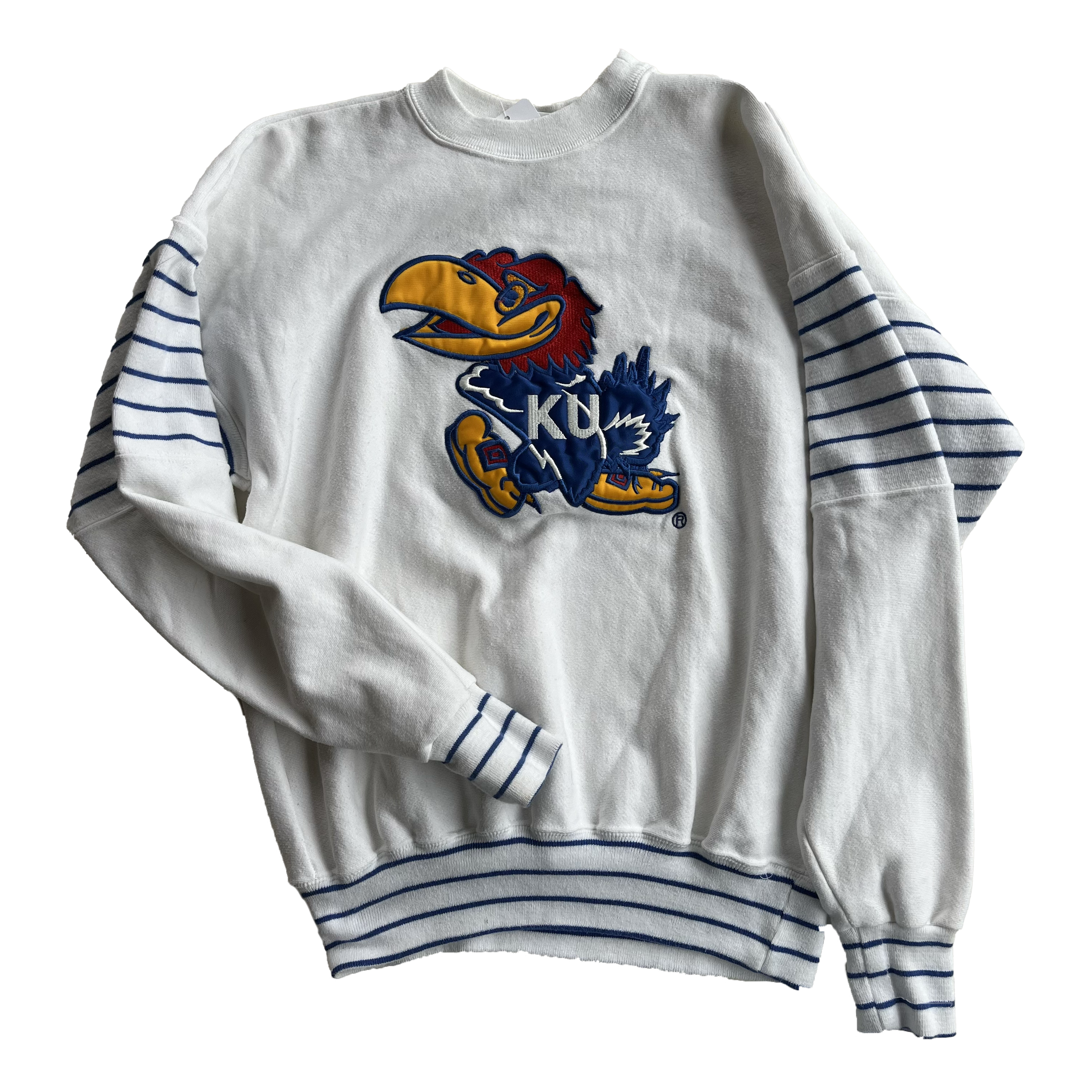 WESTSIDE STOREY VINTAGE | VINTAGE RARE LEGENDS KANSAS JAYHAWKS STRIPED SWEATSHIRT - Westside Storey