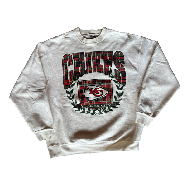 WESTSIDE STOREY VINTAGE  VINTAGE 90S CHIEFS WHITE SHIELD SWEATSHIRT -  Westside Storey