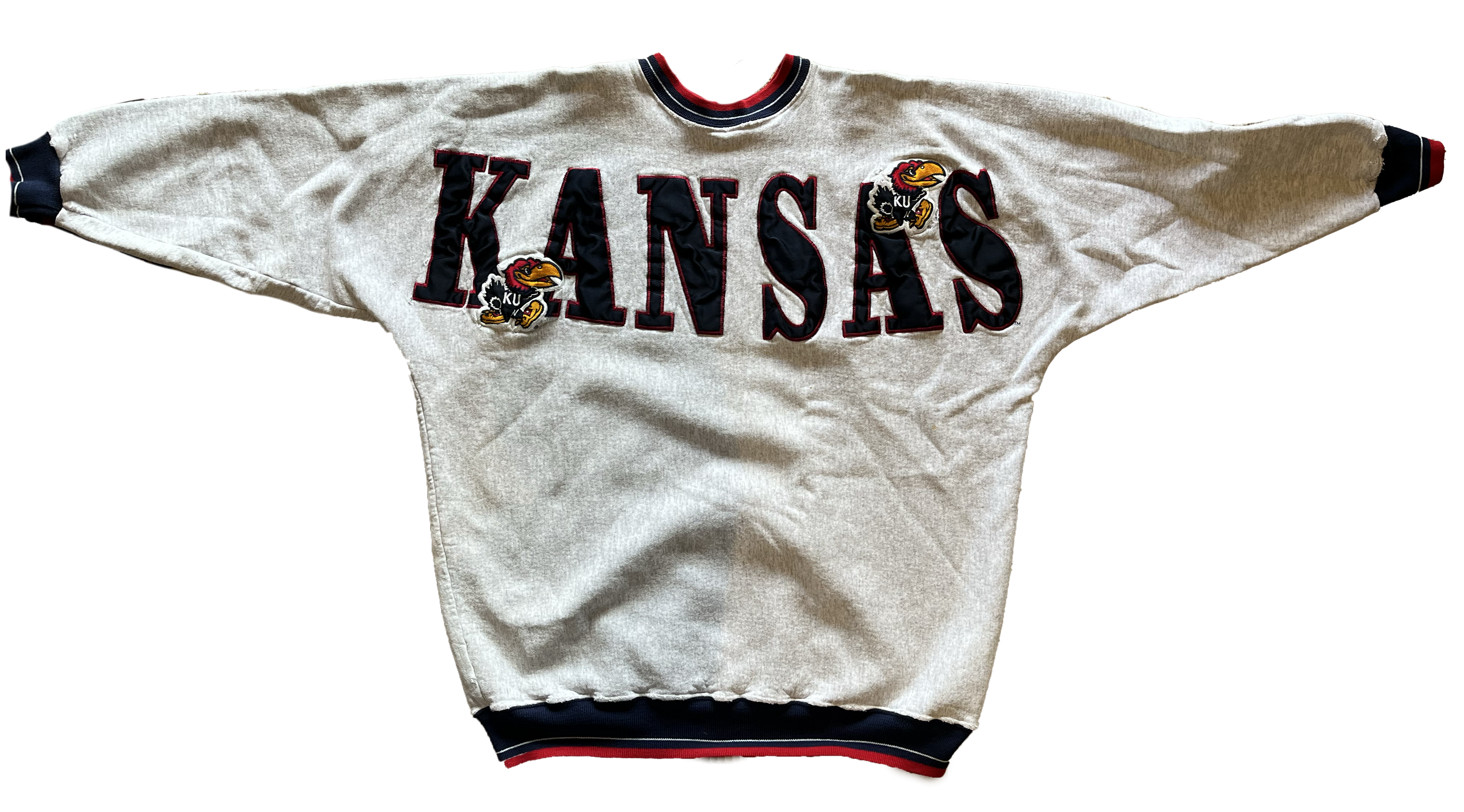 WESTSIDE STOREY VINTAGE | VINTAGE 90’S LEGENDS LARGE SPELLOUT KU JAYHAWKS SWEATSHIRT - Westside Storey
