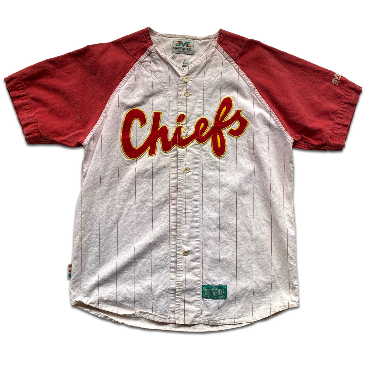WESTSIDE STOREY VINTAGE | MIRAGE KC CHIEFS BASEBALL JERSEY PINSTRIPE WHITE - Westside Storey