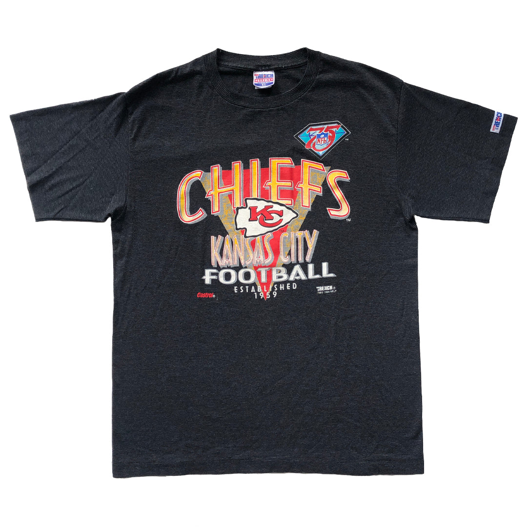 WESTSIDE STOREY VINTAGE | VINTAGE 90'S STRIPED CHIEFS BLACK T-SHIRT - Westside Storey