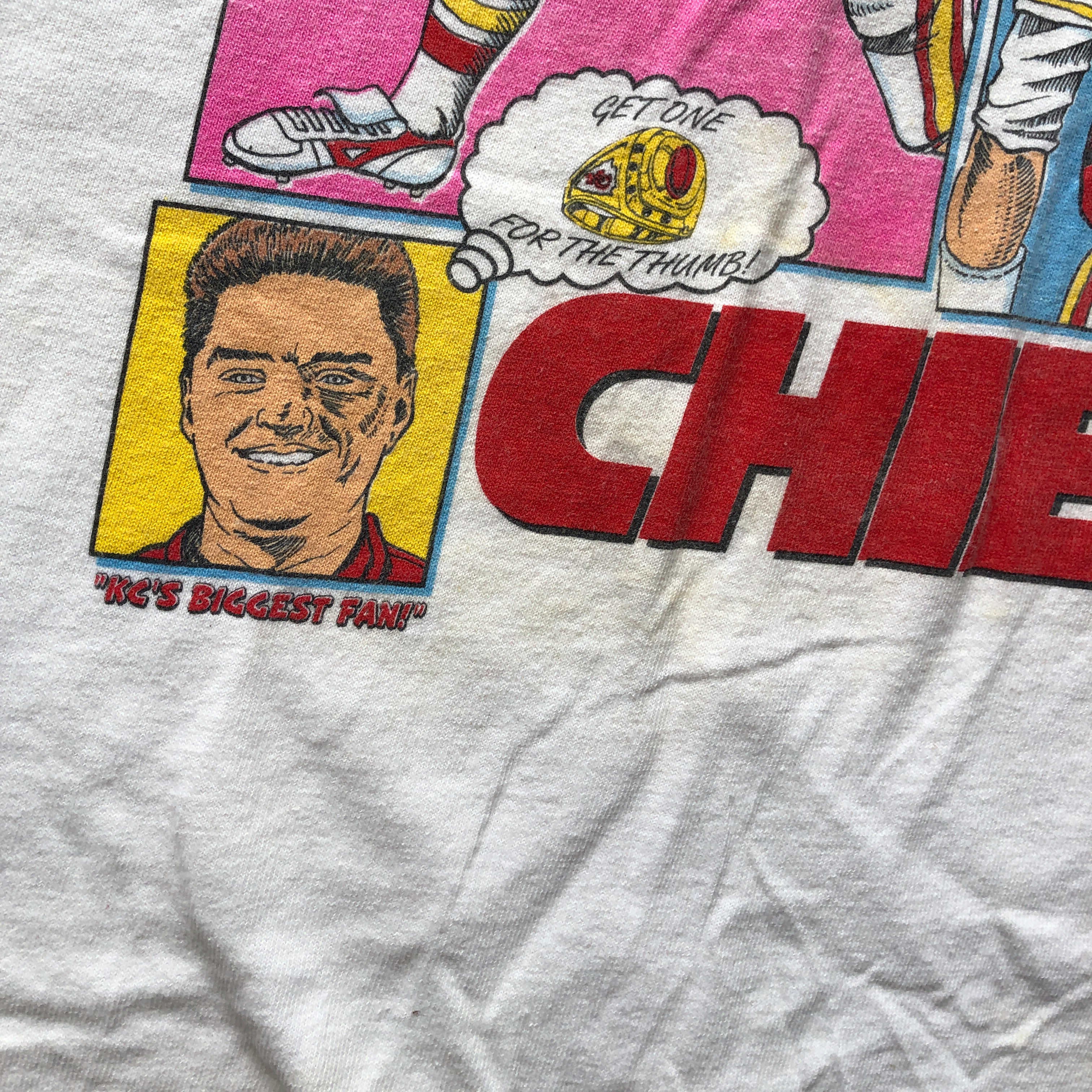 WESTSIDE STOREY VINTAGE | VINTAGE 90'S SALEM CARICATURE COMIC BOOK SERIES JOE MONTANA CHIEFS T-SHIRT - Westside Storey