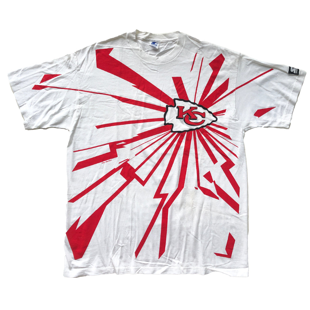 WESTSIDE STOREY VINTAGE | VINTAGE 90'S STARTER LIGHTNING BOLT ALL OVER CHIEFS T-SHIRT - Westside Storey