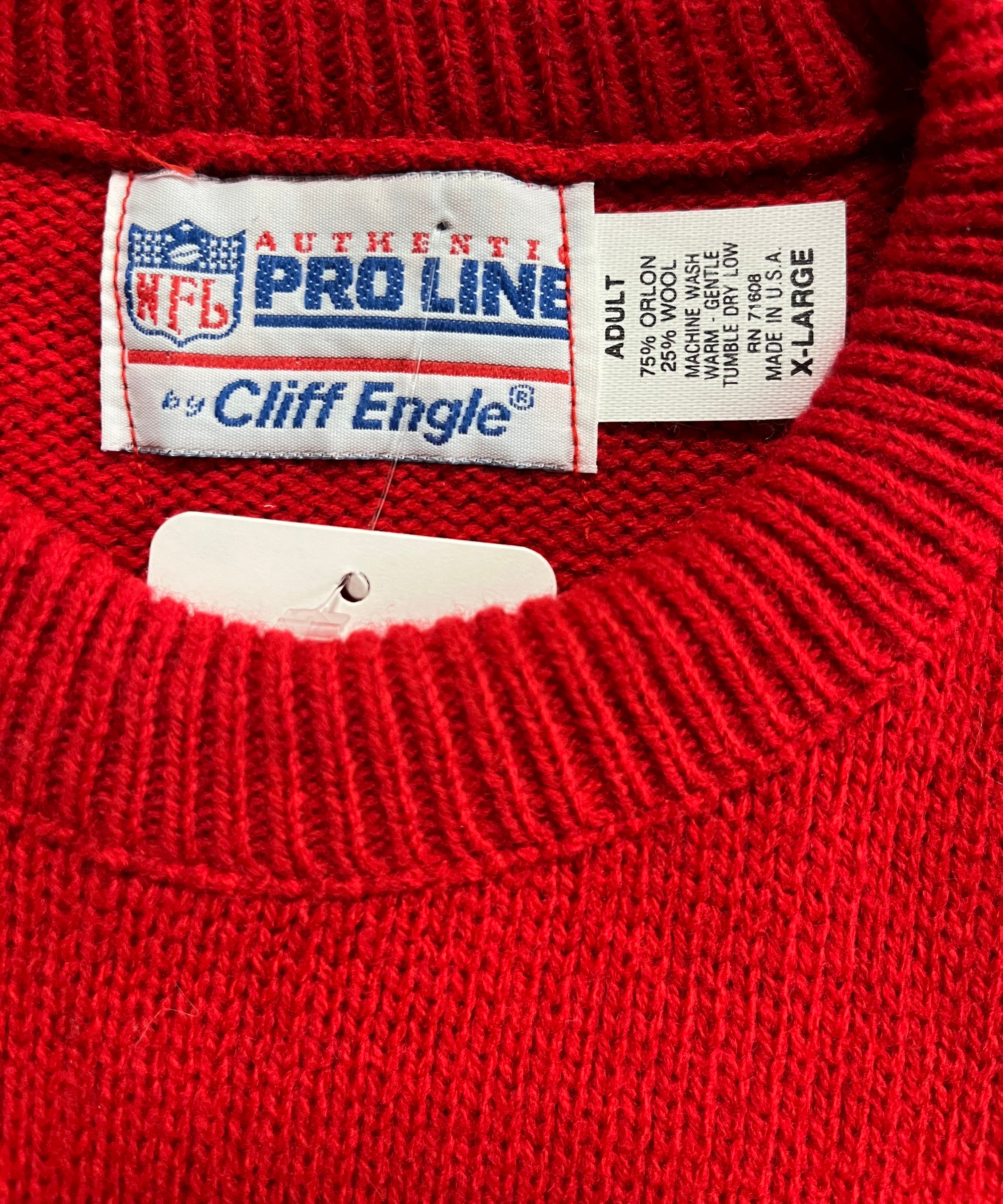 WESTSIDE STOREY VINTAGE | VINTAGE 90S RARE CLIFF ENGLE KC CHIEFS KNIT SWEATER - RED - Westside Storey