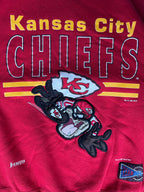 WESTSIDE STOREY VINTAGE | VINTAGE 1992 TAZ EMBROIDERED KC CHIEFS SWEATSHIRT - Westside Storey