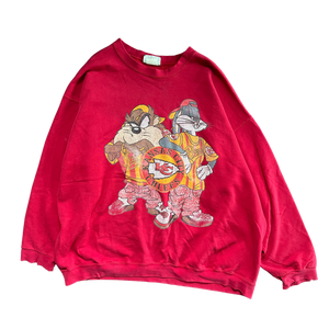 WESTSIDE STOREY VINTAGE | VINTAGE 90S LOONEY TUNES BUGS TAZ KC CHIEFS SWEATSHIRT- RED - Westside Storey