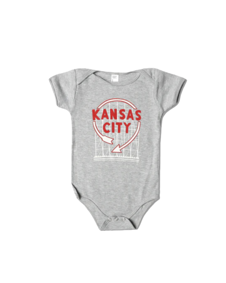 BOZZ PRINTS | KIDS KC WESTERN AUTO SIGN ONESIE - GREY - Westside Storey