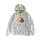 WESTSIDE STOREY VINTAGE | VINTAGE 90S NIKE MIDDLE SWOOSH JAYHAWKS KU HOODIE - GREY - Westside Storey