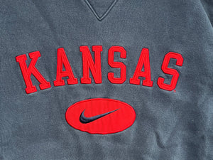 WESTSIDE STOREY VINTAGE | VINTAGE 90S KU JAYHAWKS NIKE MIDDLE SWOOSH NAVY SWEATSHIRT - Westside Storey