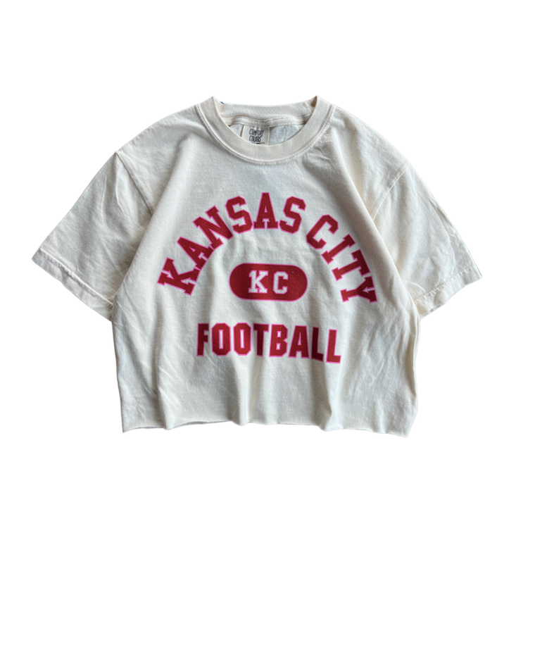 1KC | LOCKER FOOTBALL CROP TEE- IVORY