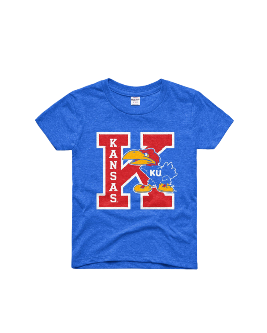 CHARLIE HUSTLE | KIDS JAYHAWKS BLOCK K WARHAWK T-SHIRT - Westside Storey