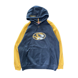 WESTSIDE STOREY VINTAGE | VINTAGE 90S MIZZOU NIKE MIDDLE SWOOSH EMBROIDERED TIGER HOODIE- BLACK/GOLD - Westside Storey