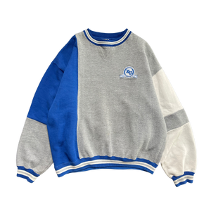 WESTSIDE STOREY VINTAGE | VINTAGE 90S KU JAYHAWKS HEAVY COLOR BLOCK GREY/BLUE/WHITE SWEATSHIRT - Westside Storey