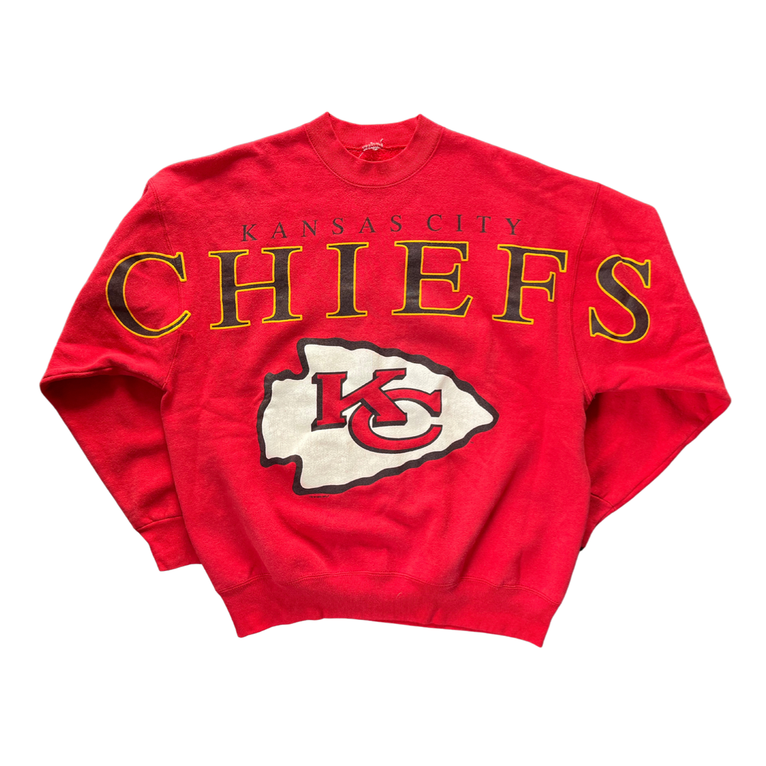 WESTSIDE STOREY VINTAGE | VINTAGE 90'S CLIFF ENGLE KC CHIEFS SPELLOUT SWEATSHIRT - Westside Storey